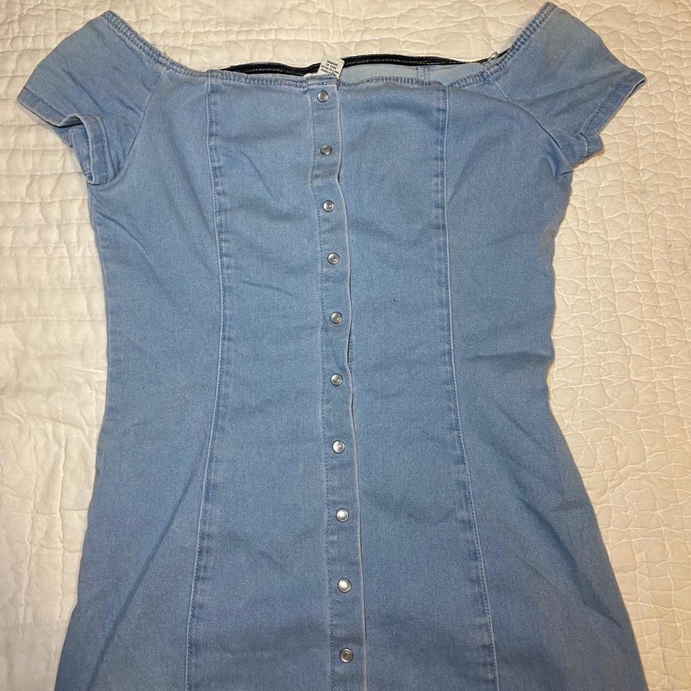 Denim off shoulder dress